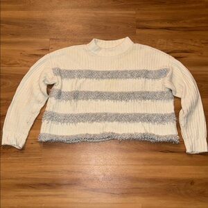 Lou & Grey Cream and Gray Knit Sweater